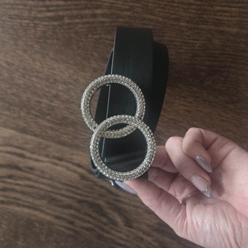 Elegant Black Belt with Silver Buckle